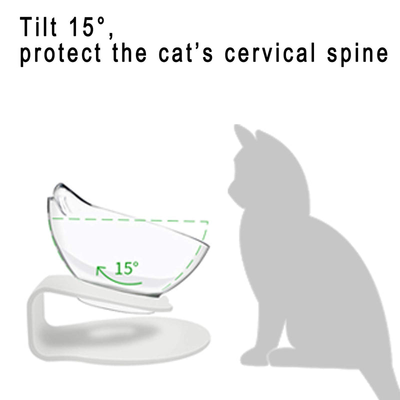 Cat Bowls, Double Cat Bowl Dog Feeder with 15° Tilted Raised Stand, Cat Feeding Bowl, Anti-skid Anti-spill , Anti Vomiting, Protect Vertebra Pet Food Water Bowl for Cats and Small Dogs Puppy Dish White - PawsPlanet Australia