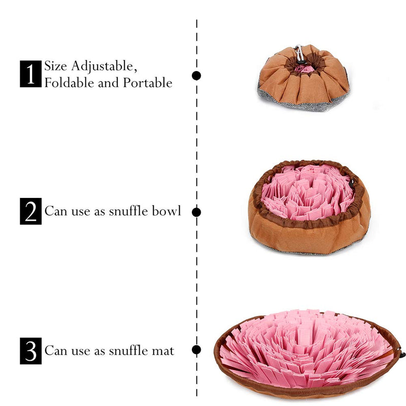 [Australia] - Rantow Pet Dog Snuffle Mat (Dia. 18.9") - Multi-Functional Feeding Mat Slow Feeder Bowl for Small Medium Large Dogs - Encourages Natural Foraging Skills - Machine Washable Pink 