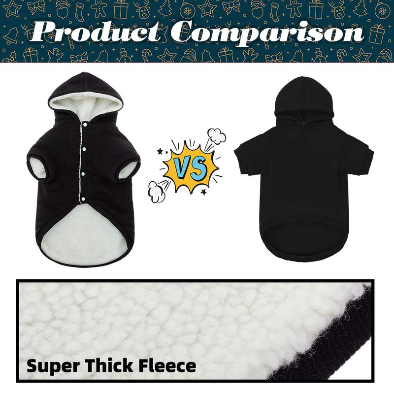 [Australia] - Warm Fleece Dog Hoodie Pet Winter Coat - Cute Sport Style Dog Sweater with Paw Design, Soft Pet Jacket, Cold Weather Clothes for Small Medium Large Dogs M: Neck Girth 15.50in, Chest Girth 18in Black 