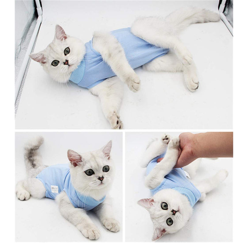 VICTORIE Cat Professional Recovery Suit Surgery Recovery Wear Operation Home Clothing Abdominal Wounds Skin Diseases for Puppy Cats Small Dogs Blue S - PawsPlanet Australia