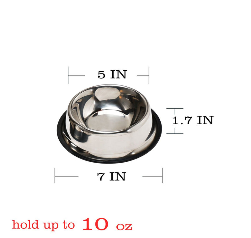 [Australia] - PETCEE Stainless Steel Dog Bowl Set of 2 has Rubber Around The Bottom 10oz Light Silver 