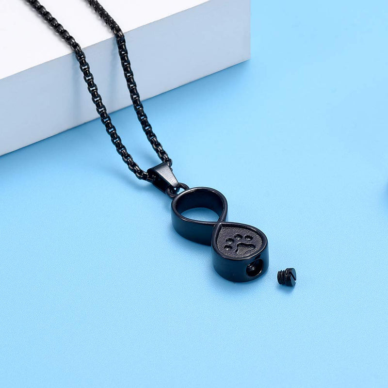 [Australia] - Oinsi Infinity Love Pet Cremation Jewelry for Ashes of Dog/Cat Funeral Keepsake Urn Necklace Pendant Memorial Jewellery Black 