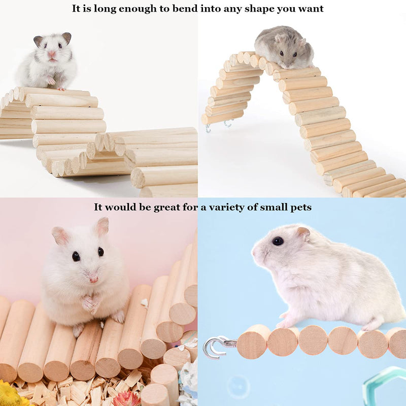 Hamiledyi Hamster Suspension Bridge,Natural Wooden Rat Bendable Ladder Mouse Long Climbing Ladder Rodents Chew Toys Cage Accessories for Dwarf Hamster Mice Gerbil Chinchilla Chipmunk - PawsPlanet Australia