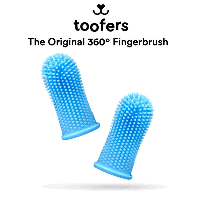 toofers 360º Dog Fingerbrush Toothbrush - Ergonomic Design - Full Surround Bristles for Easy Cleaning - Set of 2, Blue (Formerly "Barkley's") Blue (2-pack) - PawsPlanet Australia