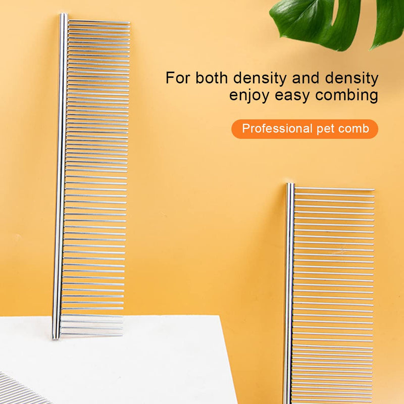 MenYiYDS Steel Pet Comb with Rounded Ends Stainless Steel Teeth Metal Cat Dog Tangle and Knot Removal Grooming Tool for Deshedding - PawsPlanet Australia