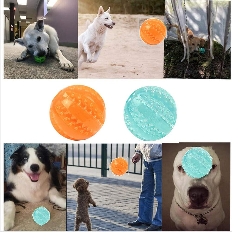 N\A 2 Pcs Dog Treat Toy Balls Durable Dog Teeth Cleaning Ball Bite Resistant Dog Play Balls Dog Chewing Ball Feeder Toy for Puppy Dogs(Blue and Orange) - PawsPlanet Australia