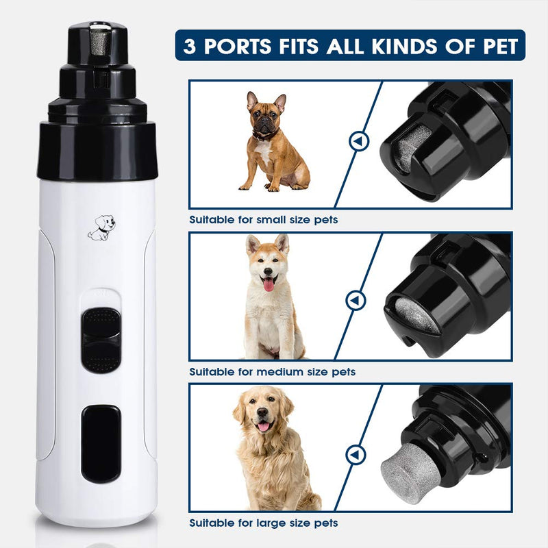 Oumefar Pet Nail Grinder Quiet Electric Dog Nail Clipper USB Charging Dog Paws Trimmer Clipper 3Ports Fits All Kinds of Pets - PawsPlanet Australia