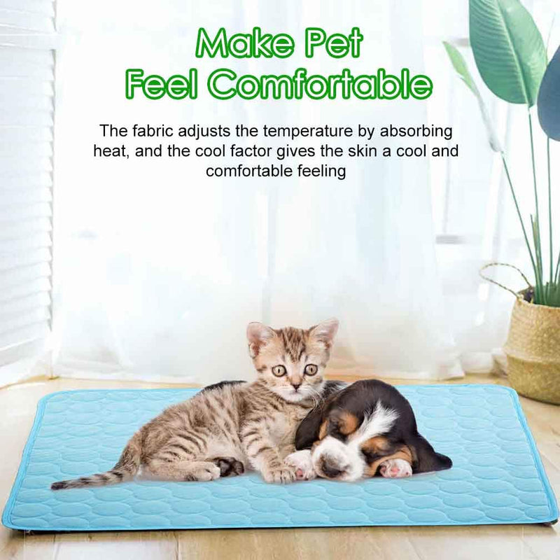 Cooling Mat for Dogs Cats Ice Silk Pet Self Cooling Pad Blanket for Pet Beds/Kennels/Couches /Car Seats/Floors (Large, Blue) Large - PawsPlanet Australia