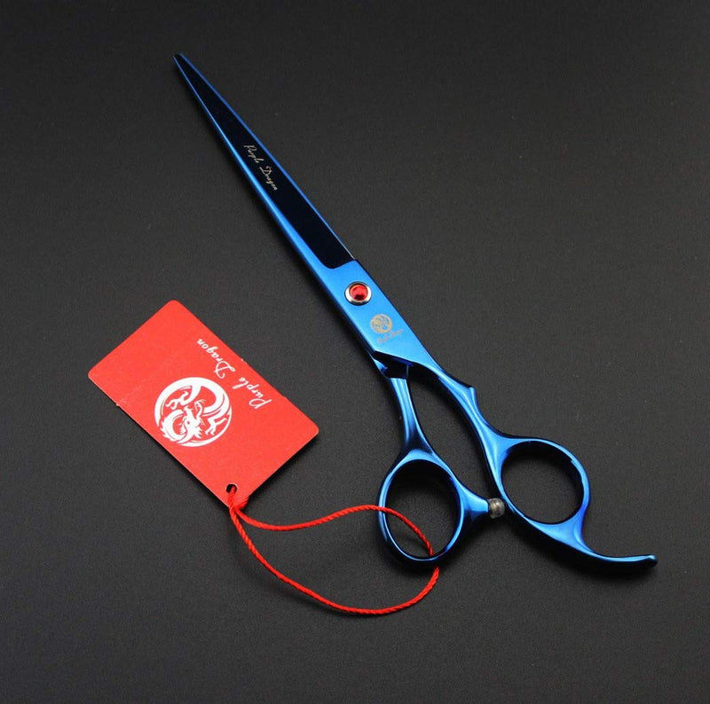 Purple Dragon Professional 7.0 inch 4PCS Pet Grooming Scissors Kit Japan Premium Steel Straight & Curved & Thinning Blade Dog Hair Cutting Shears Set with Case Blue - PawsPlanet Australia