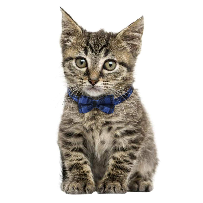 [Australia] - Lamphyface 2 Pack/Set Cat Collar Breakaway with Cute Bow Tie and Bell for Kitty Adjustable Safety Plaid Red&navy 