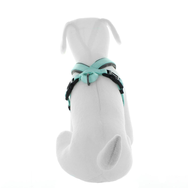 [Australia] - Pawtitas Pet Training Soft Adjustable Reflective Oxford Padded Puppy/Dog Harness, Step in or Vest Harness, Comfort Control, Training Walking - No More Pulling, Tugging, Choking, Prevent Pulling Neck 14"Chest 14" to 18"Width 5/8 Inch Teal 