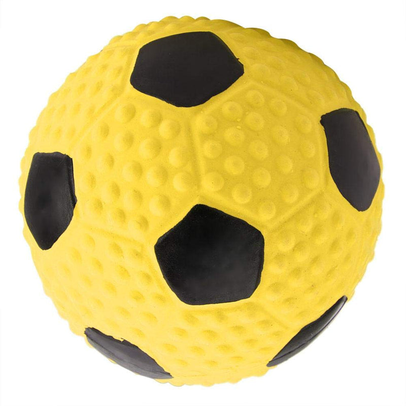 Pssopp Dog Football Toy Colorful Elastic Latex Dog Chew Toys Pet Teeth Cleaning Biting Toy Bite-resistant Squeak Balls Pet Interactive Training Toys(Yellow) Yellow - PawsPlanet Australia