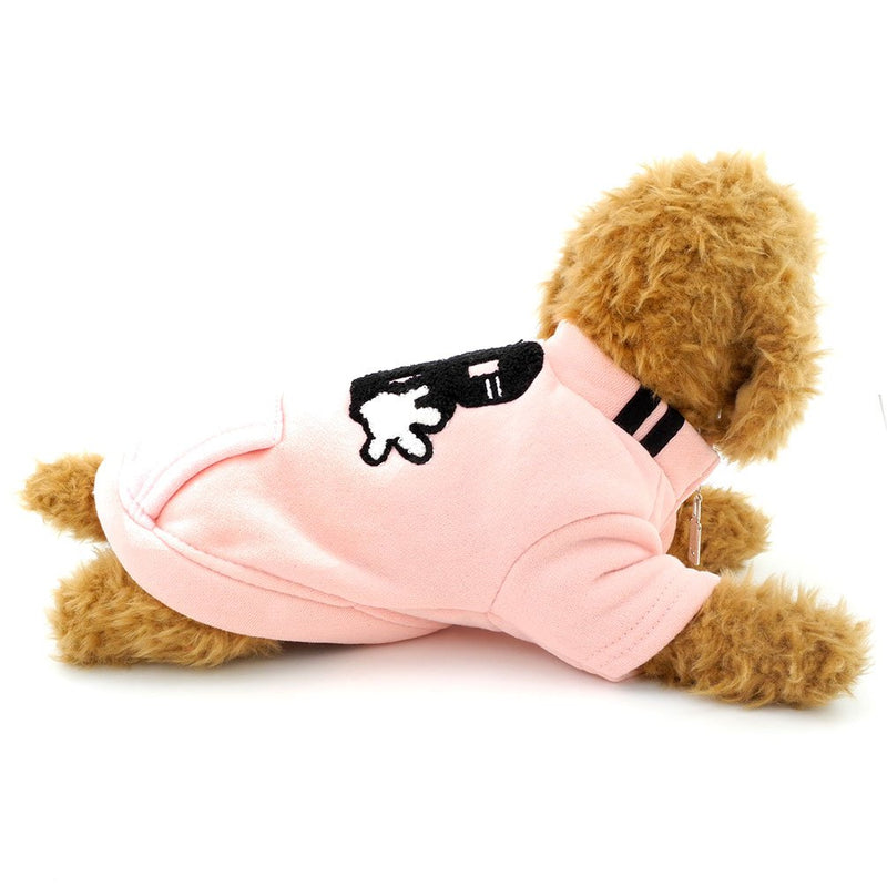 [Australia] - SMALLLEE_Lucky_Store Coat Fleece Lined Sweatshirt Jacket Print Puppy Pet Clothing Han Version Pink Medium 