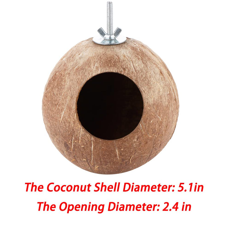 DQITJ Natural Coconut Shell Bird Nest House for Bird Cage Sugar Glider Hamster Gerbil Mice Rat - PawsPlanet Australia