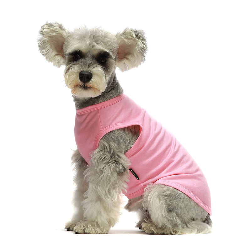 [Australia] - Fitwarm 2-Pack 100% Cotton Striped Dog Shirt for Pet Clothes Puppy Vest T-Shirts Cat Top Tee Breathable Stretchy S Pink 