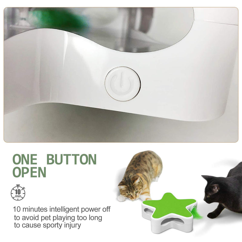 Nice Dream Interactive Cat Toy, Pentagram Box Electronic Cat Toy with Rotating Feather Teaser, Automatic Cat Kitten Toys for Training Hunting Exercise (Green) Green - PawsPlanet Australia