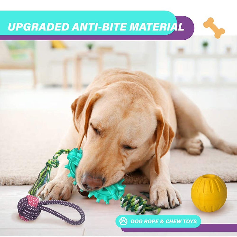 [Australia] - Dog Toothbrush Chew Toys Dog Rope Ball Toys, 4 Pack Indestructible Dog Toys Set for Aggressive Chewers, Tough Dog Toys All-Round Cleaning Dog Dental Care Brushing Ball Toy for Puppy 