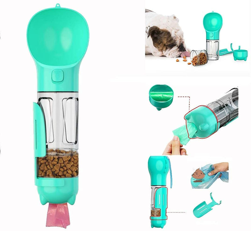 GaamfGee Dog Water Bottle Portable Pet Water Bottle for Walking 15 OZ Leak Proof 4 in 1 Portable Pet Travel Water Dispenser for Drinking and Eating Combo Cup for Cats and Puppy Food-Grade Material - PawsPlanet Australia