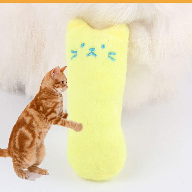 Bark and Purr Plush Cat/kitten Toy, Chewing vocal toy, Teeth Grinding, cat mint for cats, Assorted Colours, pack of 3, Size 4 cm W 9.5 cm L, Shape Thumb Cat - PawsPlanet Australia