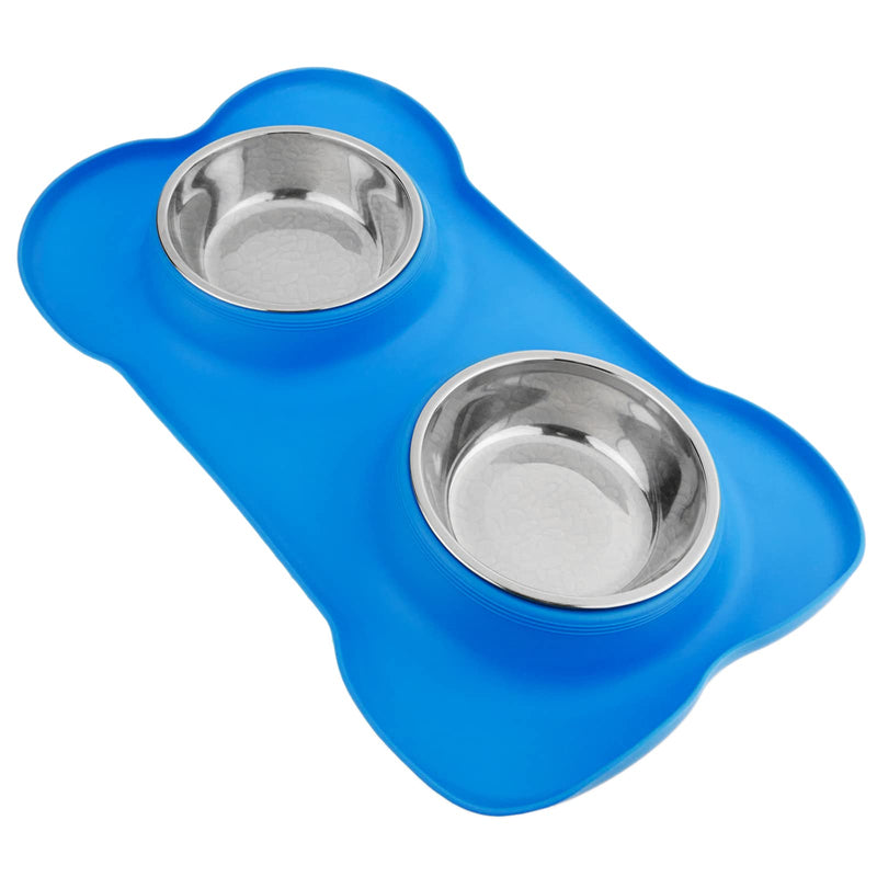 PrimeMatik - Pet bowl in stainless steel. Feeder for dogs and cats with non-slip silicone tray - PawsPlanet Australia