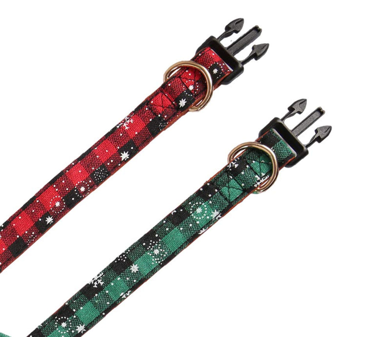 [Australia] - Lamphyface 2 Pack Christmas Dog Collar Adjustable with Cute Bow Tie Plaid 