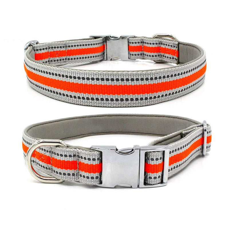 Mcdobexy Pet Reflective Stripe Adjustable Classic Padded Lead and Collar Set for Dogs Cats(S,Orange) S Set(Neck 27-40cm) Orange - PawsPlanet Australia