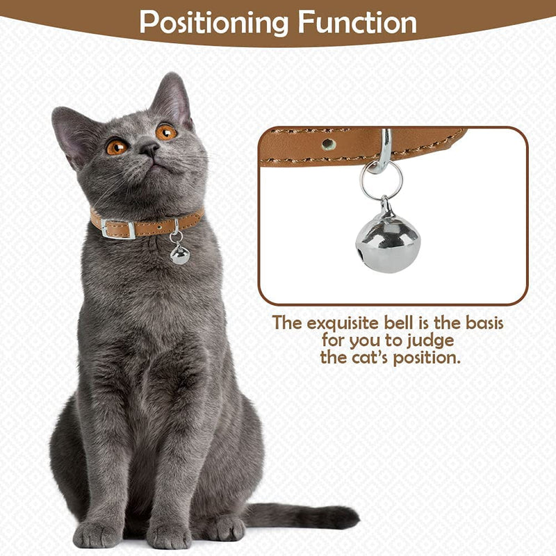 Cat Collars 2pcs Leather with Bell Polished Durable Metal Buckle Adjustable Pet Collars for Kittens Puppies Dogs Cats (30-32cm) 30-32cm - PawsPlanet Australia