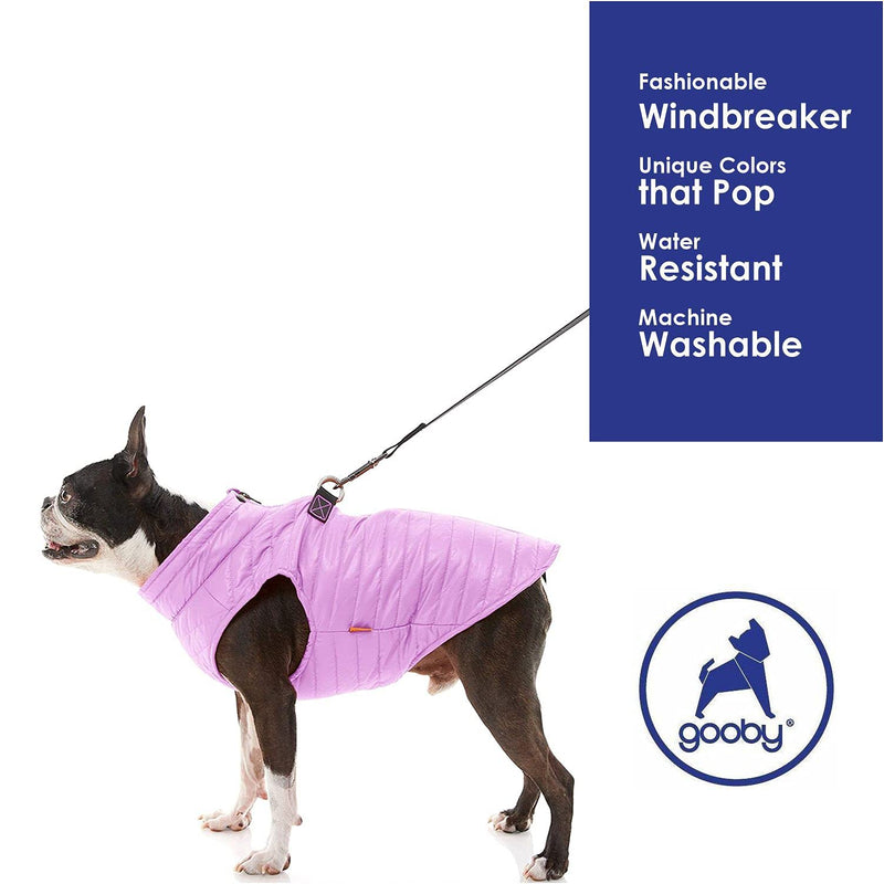 Gooby Puffer Vest Dog Jacket - Purple, Small - Ultra Thin Zip Up Wind Breaker with Dual D Ring Leash - Water Resistant Small Dog Sweater Coat - Dog Clothes for Small Dogs Boy or Medium Dogs Small chest (37 cm) - PawsPlanet Australia