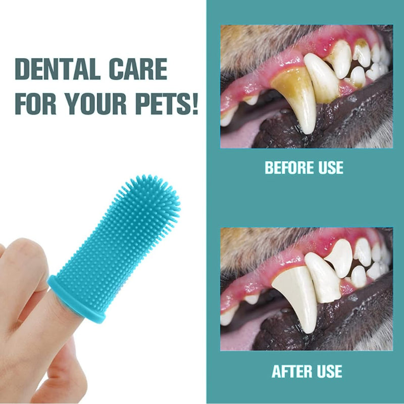 AAED Set of 4 Dog Toothbrush, Pets Teeth Cleaning Toothbrush for Dogs Cats Dental Care, Silicone Finger Toothbrushes Toothbrush Dog - PawsPlanet Australia