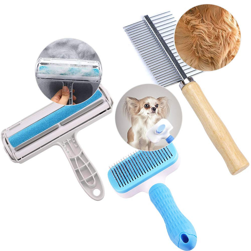 3 PCS Dog Grooming Brushes Tool Kit, Reusable Animal Hair Removal Roller, Dog Comb Brush, Pet Grooming Brush, for Dogs and Cats, Carpet, Furniture, Sofa - PawsPlanet Australia