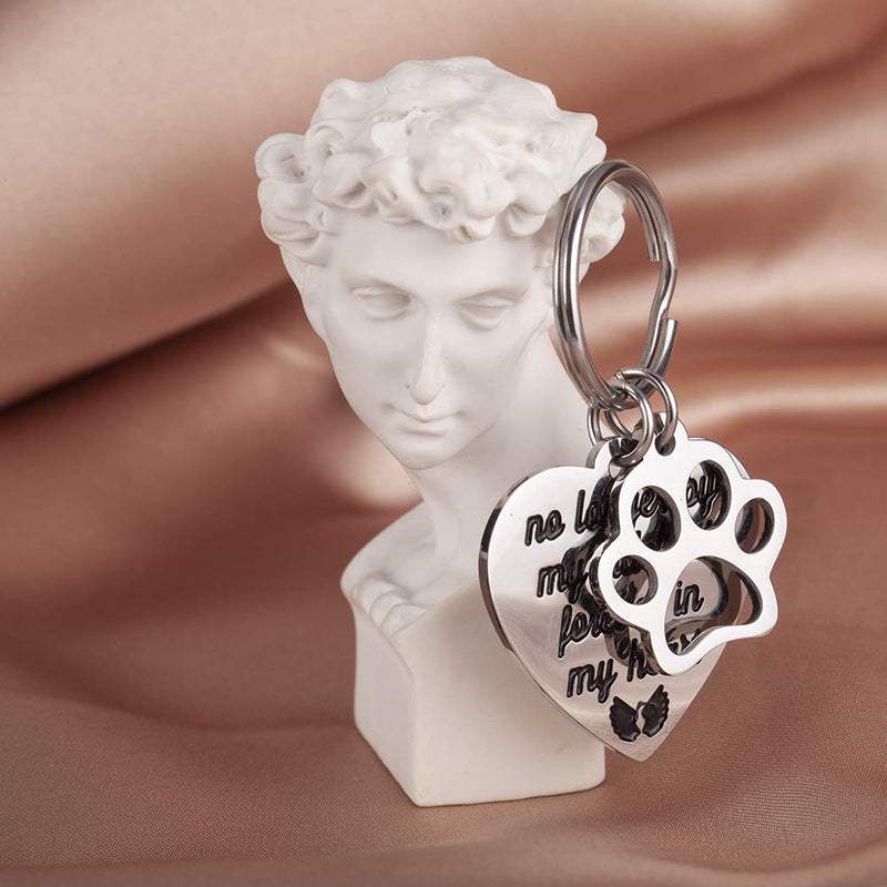 [Australia] - Pet Memorial Gift Keychain for Dogs Cats Personalized -Loss of Pet Sympathy DIY Crafts Keepsake -No Longer by My Side Forever in My Heart Cat Remembrance Jewelry Keyrings 
