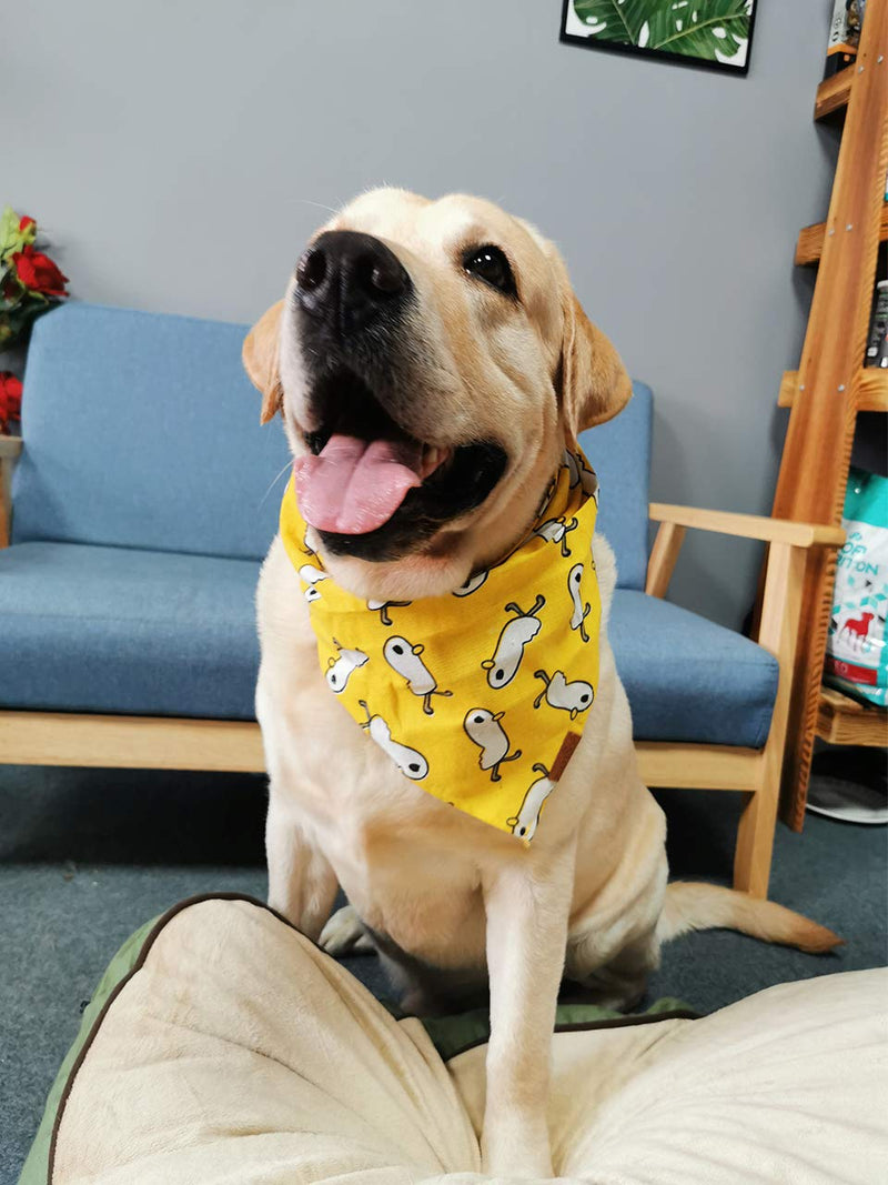 [Australia] - Mycicy Dog Bandana Christmas Classic Plaid Cute Printing Bibs Adjustable Triangle Scarf Kerchief Accessories Puppy for Small to Medium Large Dogs Pet Bandanas Large (neck up to 20 ") Yellow 