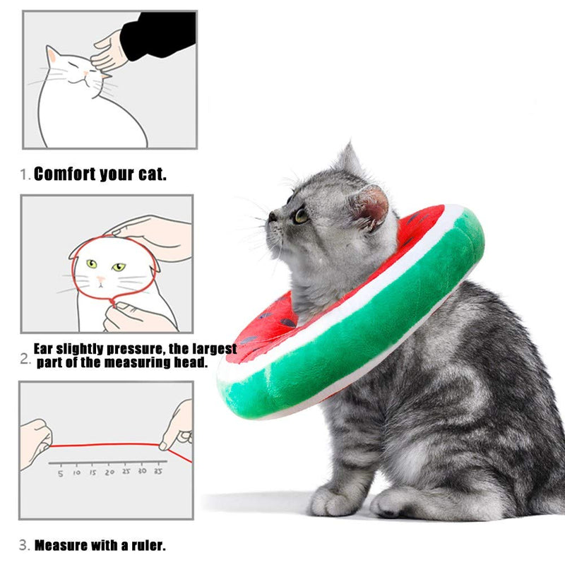 Adjustable Cat Collar, Comfortable E-Collar, Soft Cat Protective Collar Wound Healing Protective Cone Anti Bite Safety Protective Collar for Pets Cats Dogs Puppies Kittens Watermelon - PawsPlanet Australia