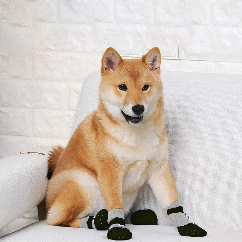 sakasa Anti Slip Dog Socks/Dog Shoes - with Adjustable Strap and Rubber Sole- for Small Dogs Cats Puppies - Pet Paw Protection 2 Pairs L - PawsPlanet Australia