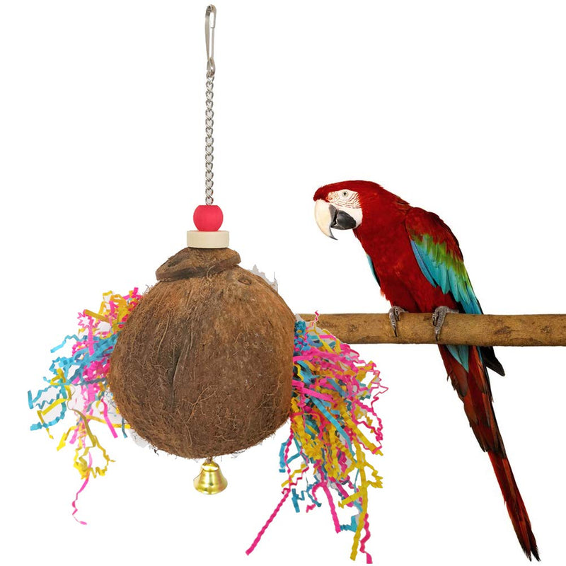 Balacoo Parrot Chew Toys Coconut Shell Swing Toy Hanging Bird Cage Treat Ball for Small Birds - PawsPlanet Australia