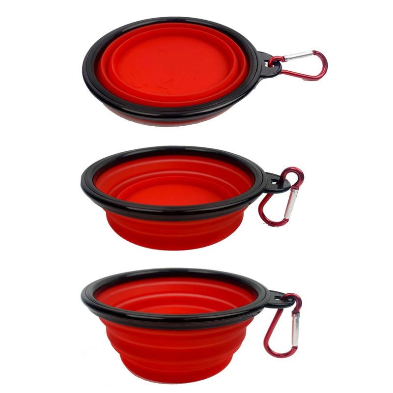 Collapsible Dog Bowls with Color Matched Carabiner Clips - Dishwasher Safe BPA Free Food Grade Silicone Portable Pet Bowls - Perfect Foldable Travel Bowls for Journeys, Hiking, Kennels & Camping Set of 4 - PawsPlanet Australia