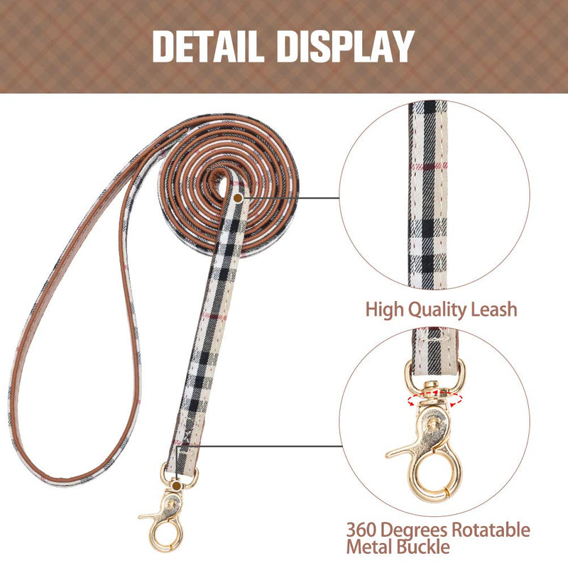 [Australia] - Bow Tie Dog Collar and Leash Set for Small Dogs - Puppy Leash Collars Classic Plaid - Adjustable Size with Golden Bell - Perfect for Small Breeds Boys 