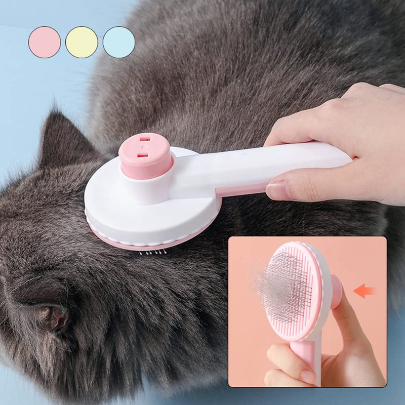 Pet Grooming Brush, Pet Hair Removal Comb, Dog Brush Cat Brush for shedding and grooming, Supple Stainless Steel Bristles Quick Removes Loose Undercoat, Suitable for Most Cats Dogs Furry Pets (pink 2) pink 2 - PawsPlanet Australia