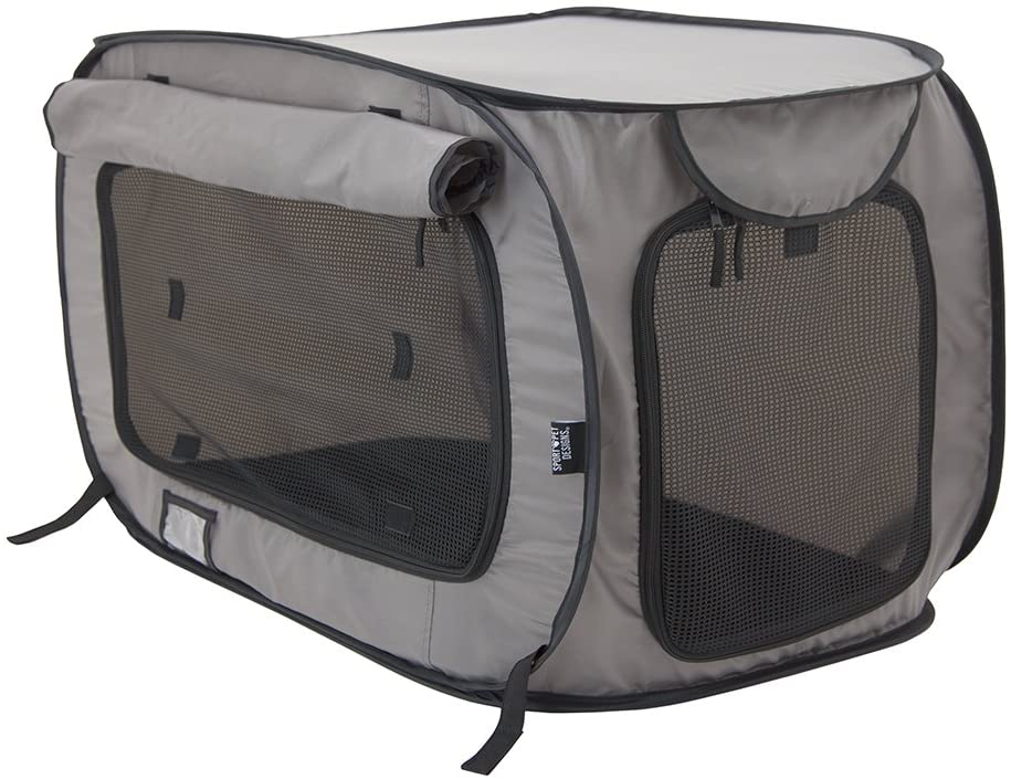 Beatrice Home Fashions Collapsible Pop Up Travel Pet Kennel Black - PawsPlanet Australia