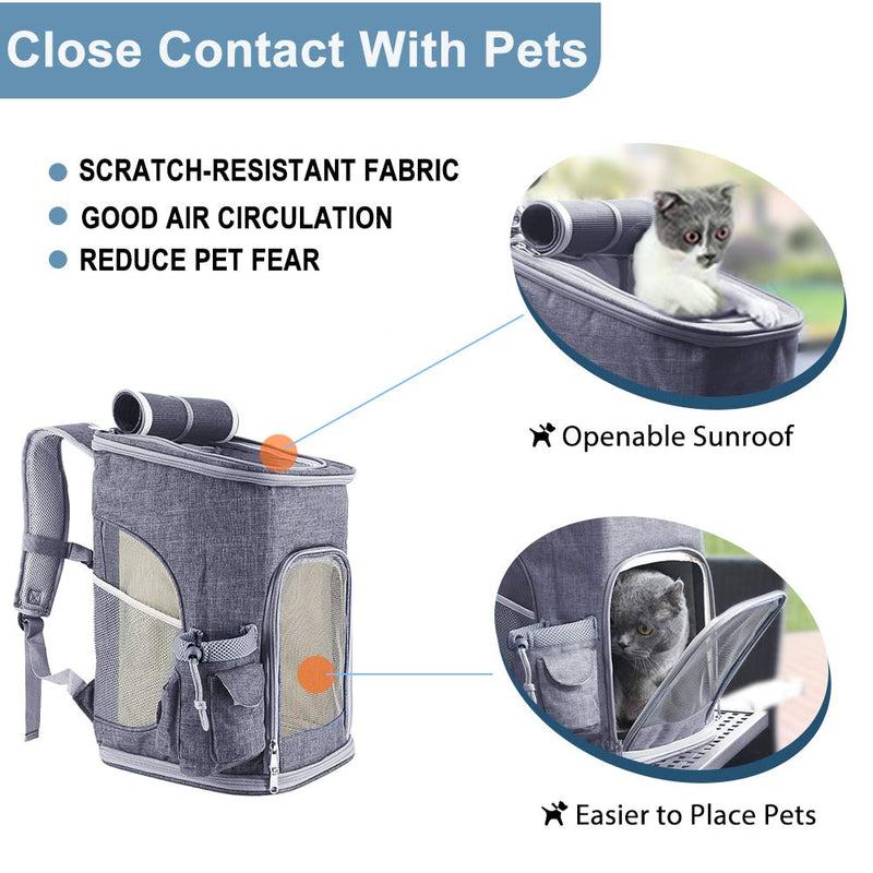 OSPet Pet Carrier Backpack, Dog Cat Carrier Backpack with Ventilated Design and Safety Features for Travel Hiking Outdoor Use, Airline Approved Grey - PawsPlanet Australia