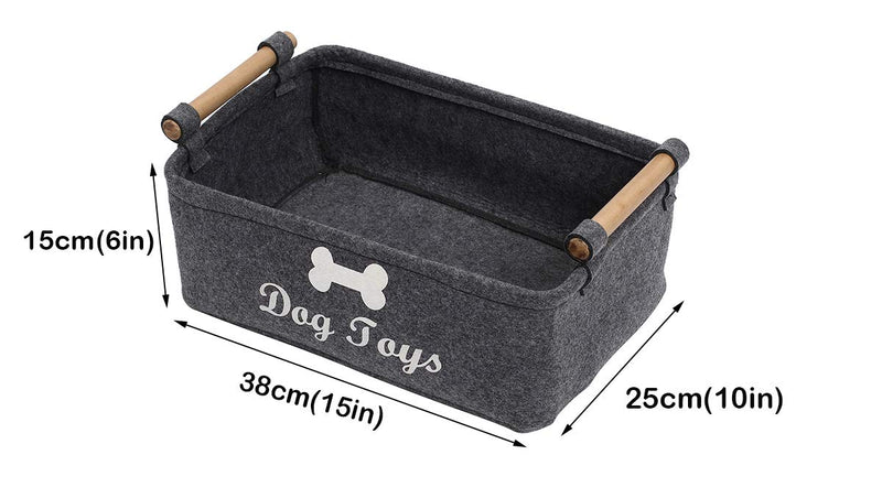 Morezi Felt pet toy basket and dog toy box storage basket chest organizer - perfect for organizing pet toys, blankets, leashes, vest and coats - Grey - PawsPlanet Australia