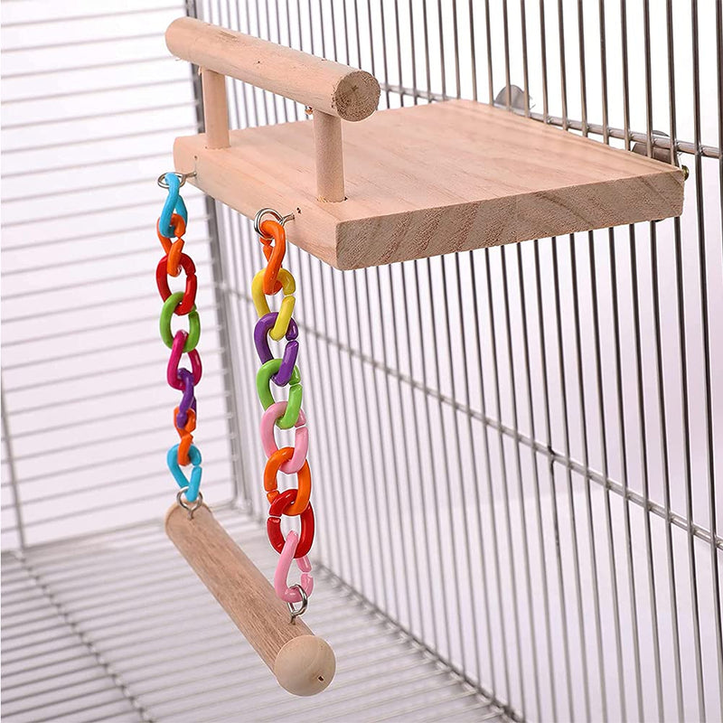 TeTupGa Bird Perches Cage Toys Parrot Wooden Platform Play Gyms Exercise Stands With Acrylic Wood Swing Ferris Wheel Chewing For Animals Green Cheeks, Baby Lovebird, Chinchilla, Hamster Budgie - PawsPlanet Australia