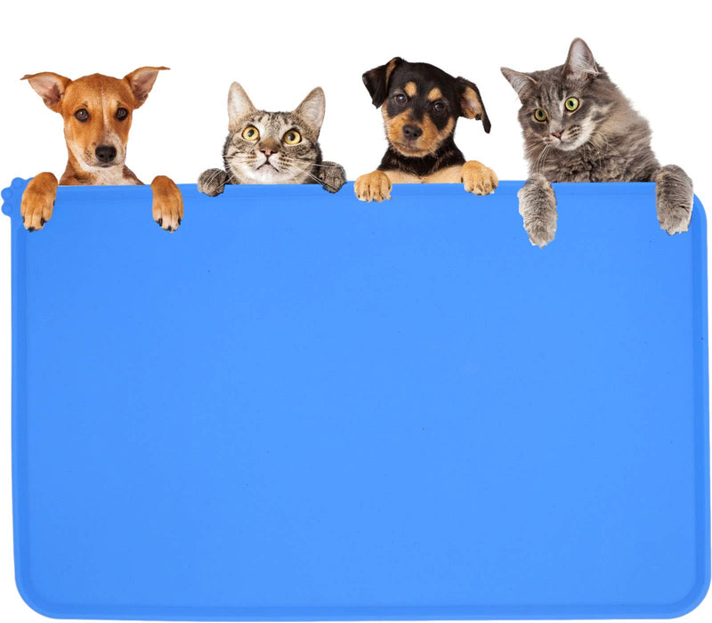 [Australia] - Scmkd Dog Cat Feeding Mat Silicone Pet Food Mat Non-Slip Cat Dog Bowl Mat Easy Clean Raised Edges Cat Dog Mat for Food and Water 