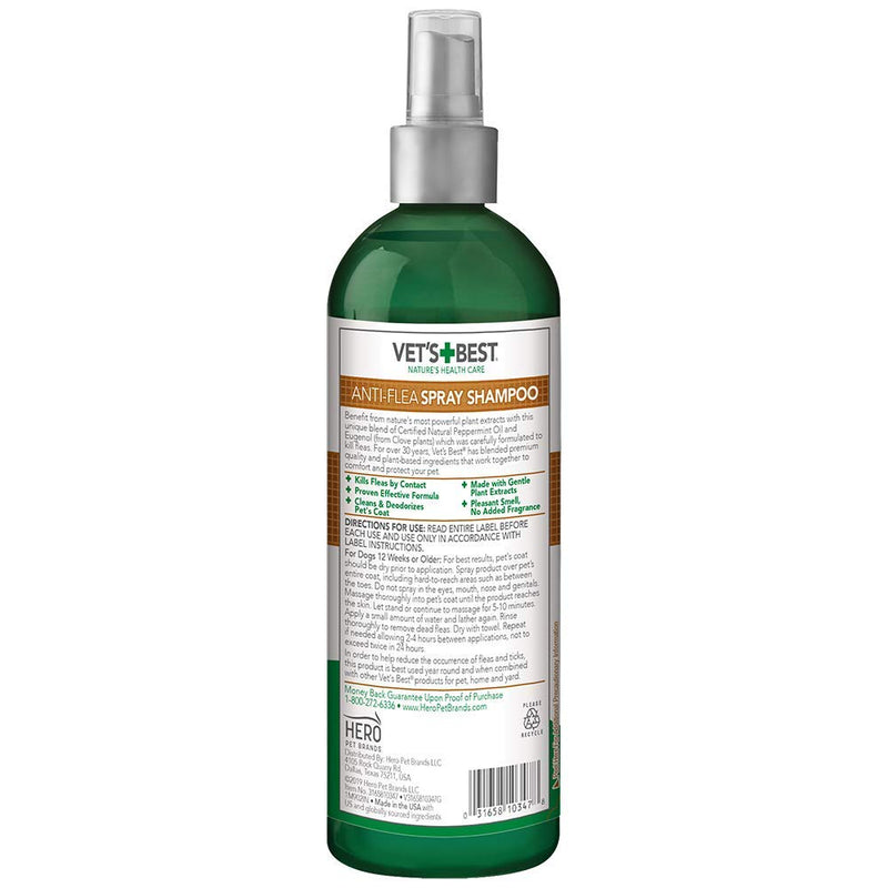 Vet's Best Anti-Flea Spray Shampoo | Flea Treatment for Dogs | Plant-Based Formula | 16 oz Ounces - PawsPlanet Australia