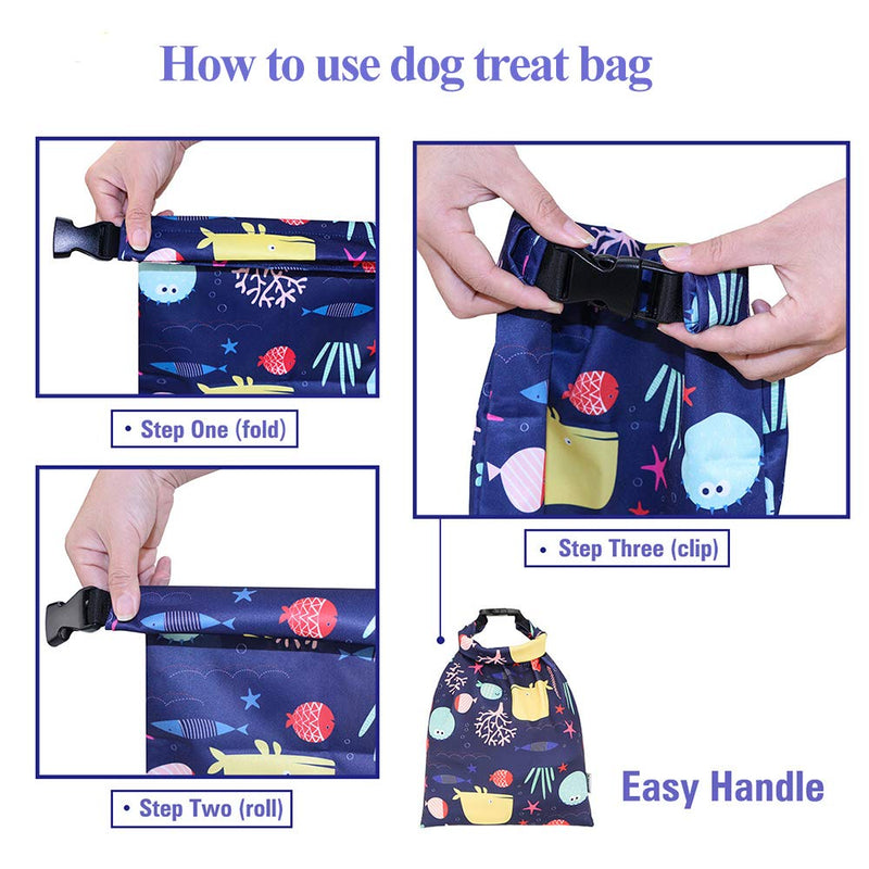 ASOCEA Dog Treat Bag Puppy Training Pouch Portable Folding Food Storage Container Outdoor Camping Travel Snack Holder for Dog Cat and Others Animals - PawsPlanet Australia