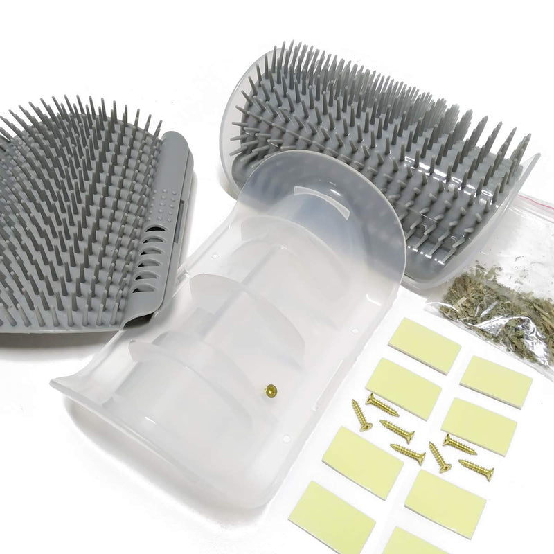 [Australia] - TTSAM 2 Pack Softer Cat Corner Self Groomer with Catnip Wall Corner Massage Comb Corner Scratcher Pet Grooming Brush Comb Grooming Wall Brush Self Massage Tool for Long & Short Fur Kitten Cats Dogs Grey 