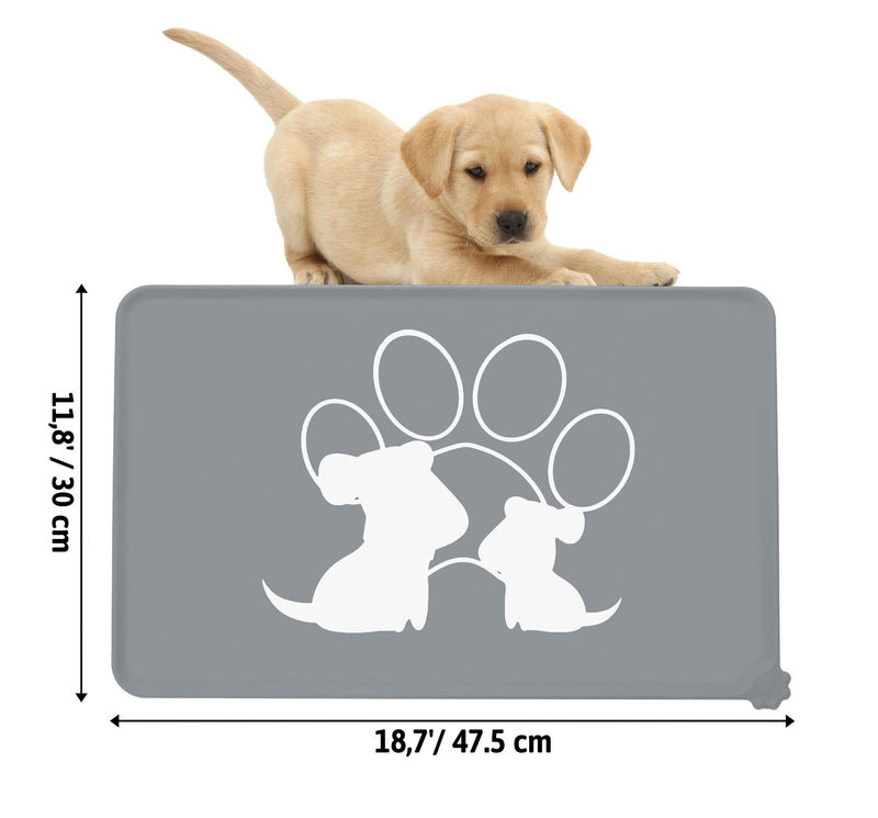LeashPotato Dog Cat Food Mat Dog Bowl Mat Pet Waterproof Dog Cat Feeding Mat Silicone Non Slip Dog Mat For Bowls (Grey Dog) Grey Dog - PawsPlanet Australia