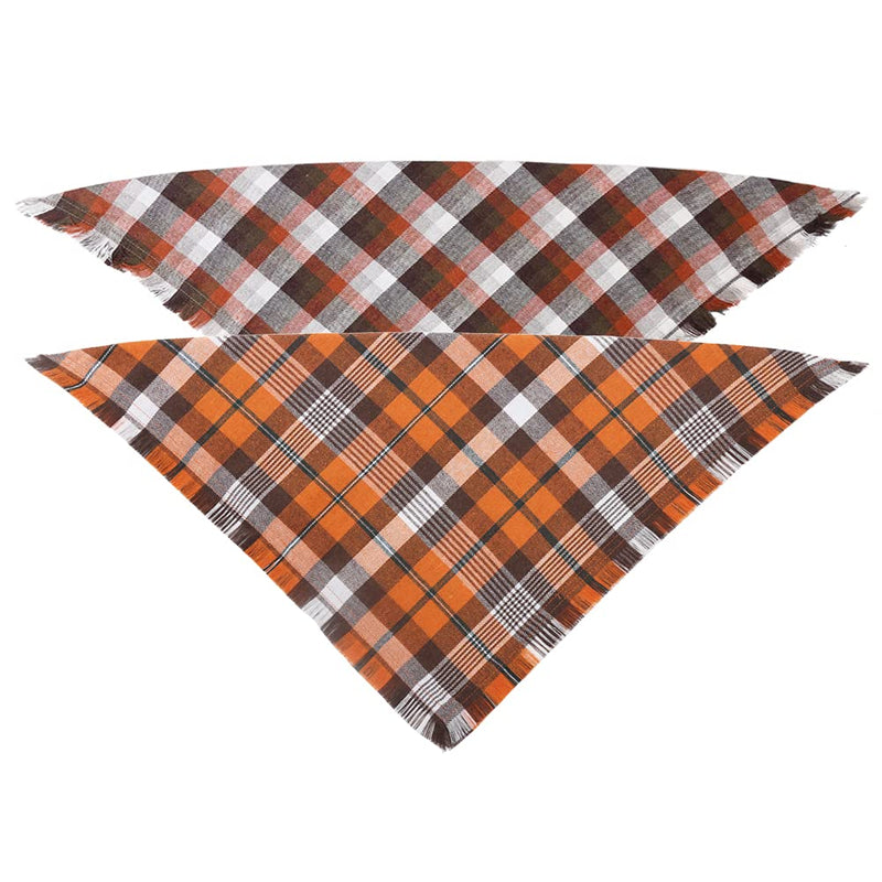 Fall Dog Bandana Autumn Thanksgiving Plaid Reversible Triangle Bibs Scarf Accessories for Dogs Pets Pattern1 - PawsPlanet Australia