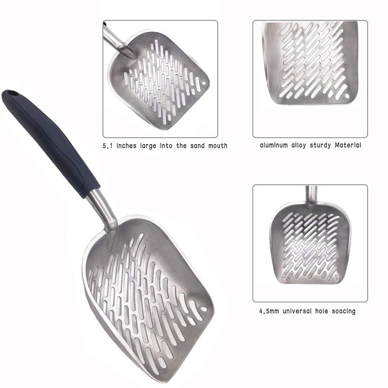 SOKOYO New upgrade | cat litter scoop Metal pet poop scoops The gap is larger, which helps to remove large pieces of cat litter Durable and easy to clean (Silver) Silver - PawsPlanet Australia
