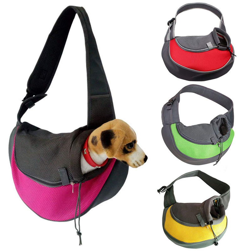 Pet Small Dog Cat Sling Carrier Bag Hands-Free Front Pouch Mesh Oxford Single Sling Shoulder Bag Comfort Outdoor Travel Handbag S(Up to 6 lbs) A-Green - PawsPlanet Australia